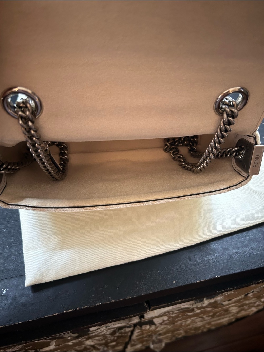 Fendi FF Baguette in Chenille with Gun Metal Hardware - Picture 7 of 14